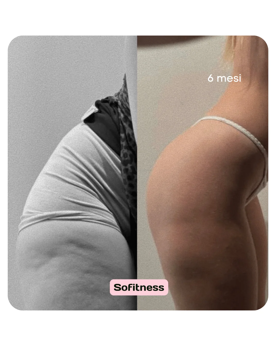 Prima e dopo di una ragazza che si allena con SoFitness
