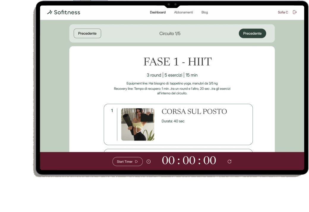 La piattaforma SoFitness su tablet
